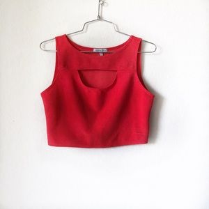 Charlotte Russe Red Cut Out Crop Top - Medium